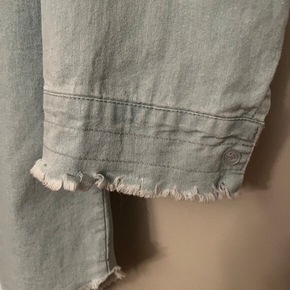 Blue-Gray Fringed Button-Down - Picture 3 of 7